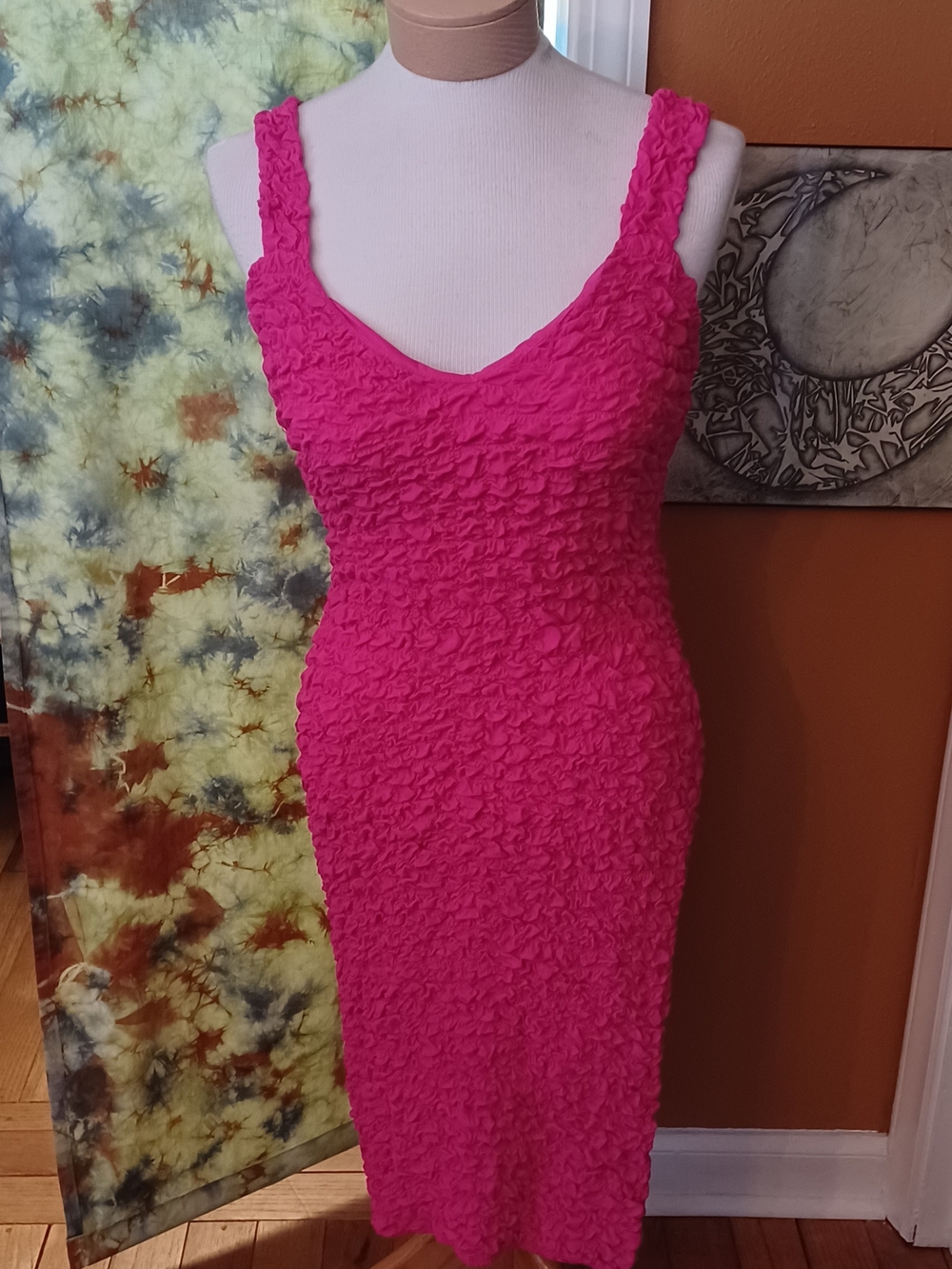 Fuchsia City Chic Textured Sleeveless Bodycon Dress XS